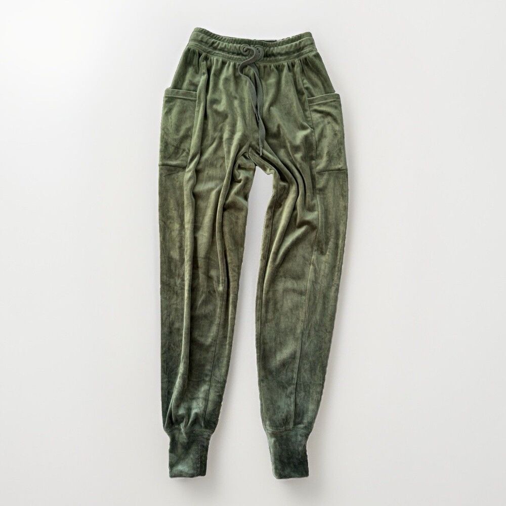 Aerie Offline Velour Jogger Pants XXS 2XS Olive Green Velvet Lounge Sweatpants